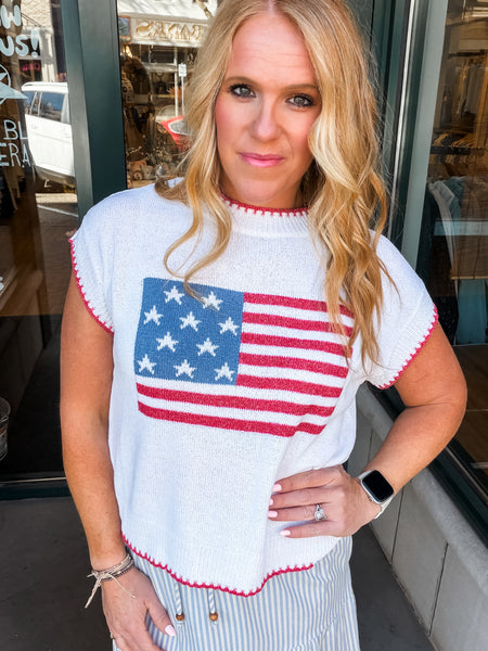 American Flag SS Sweater