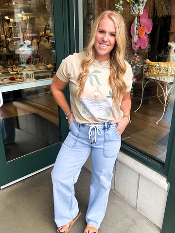 High Rise Drawstring Jean