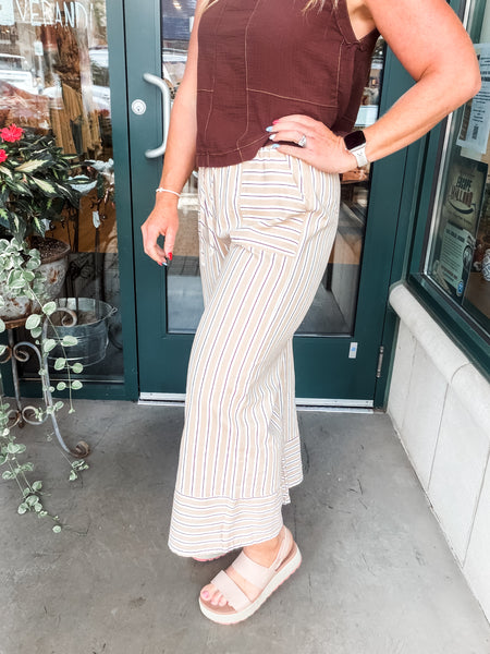 Woven Striped Wide Leg
