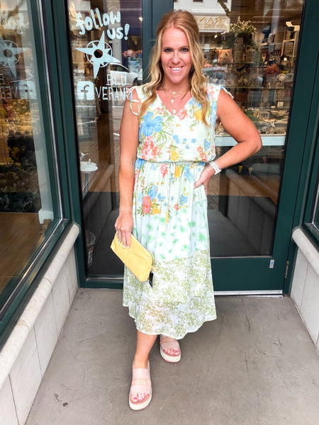 Mixed Print Sleeveless Dress