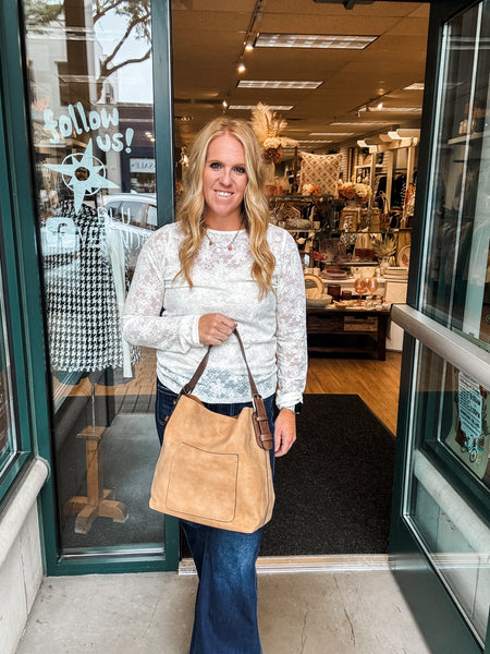 Faux Suede Hobo Handbag