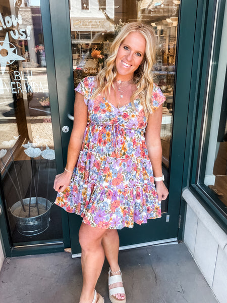 Flutter Sleeve Tiered Dress