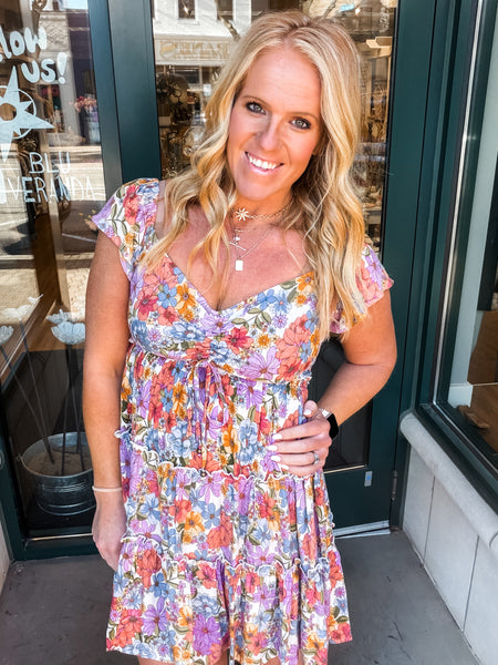 Flutter Sleeve Tiered Dress
