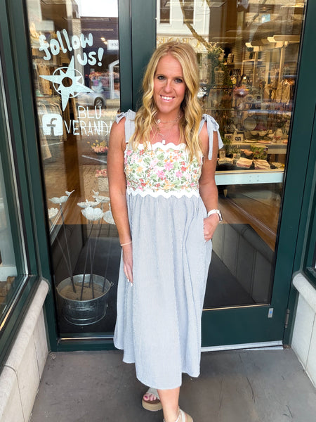 Floral Stripe Midi Dress