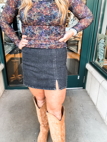 Black Denim Skort
