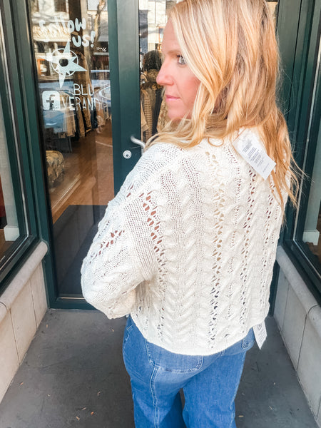 Button Loose Crochet Sweater