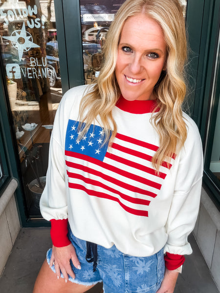 American Flag Sweater Top