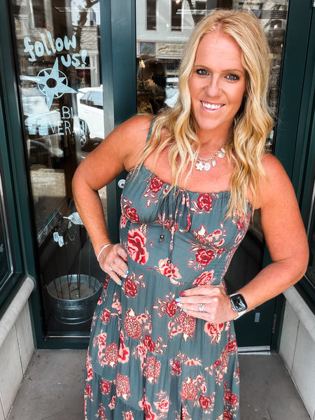Floral Maxi Dress w/Leg slit