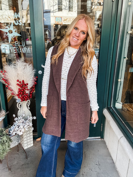 Brushed Knit Long Vest