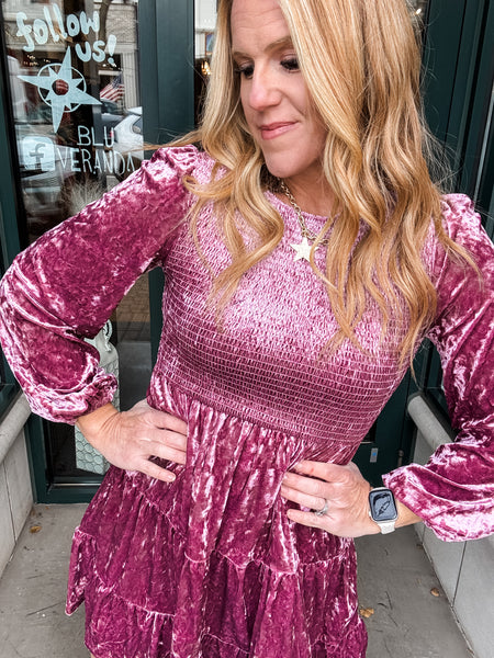 Smocked Velvet Dress
