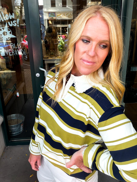 Rugby Shirt w/Lace Trim Collar