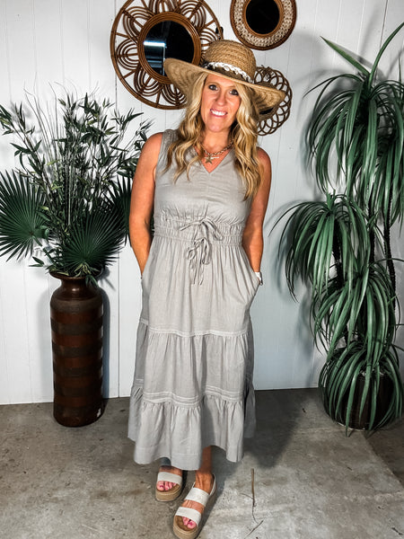 Tiered Long Linen Dress