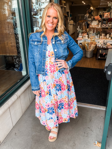 Floral Zip Front Maxi Dress