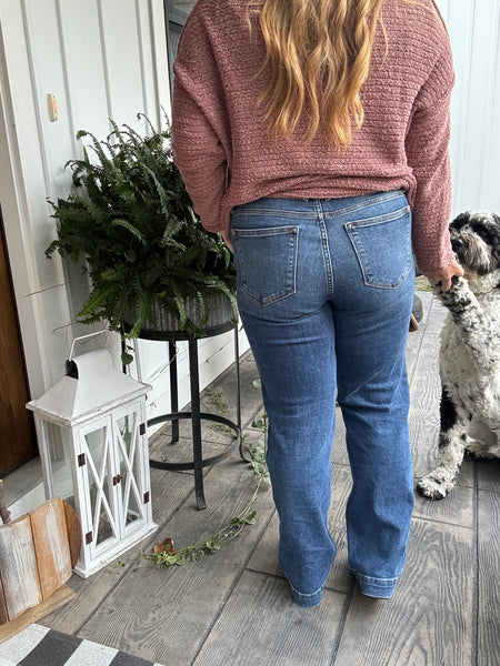 Double Button Wide Leg Jean