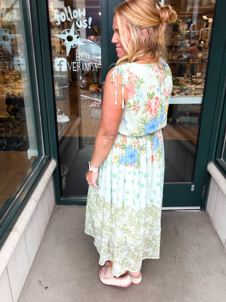 Mixed Print Sleeveless Dress