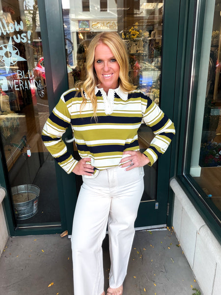 Rugby Shirt w/Lace Trim Collar