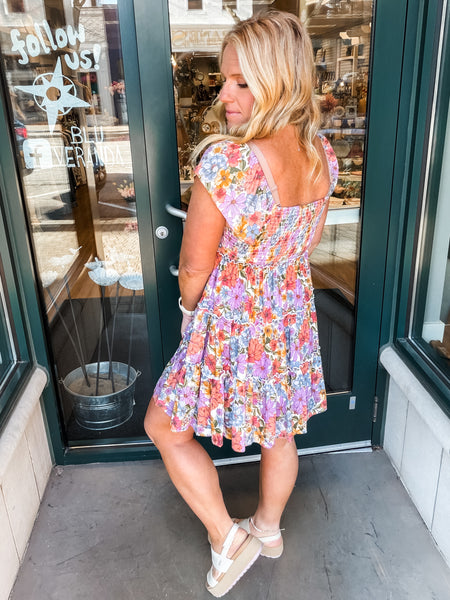 Flutter Sleeve Tiered Dress