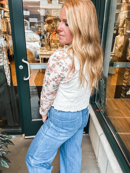 Flower Pattern Quilted Vest