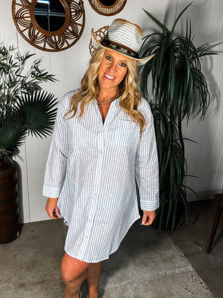 Linen Striped Shirt Dress