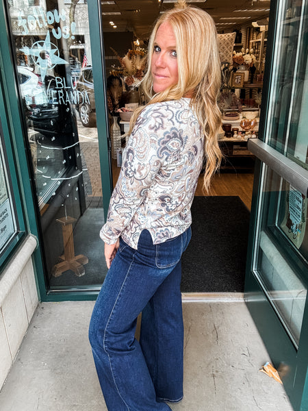 Printed Plush Flower Sweater
