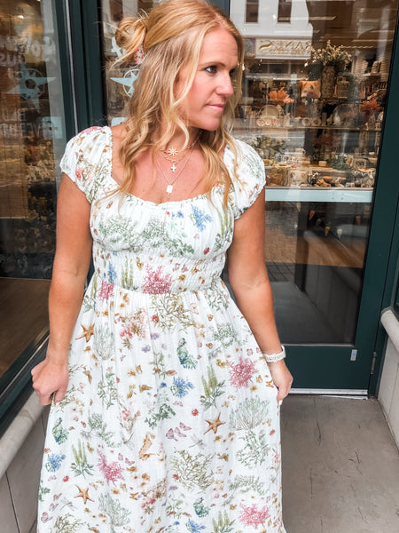 Printed Gauze Midi Dress