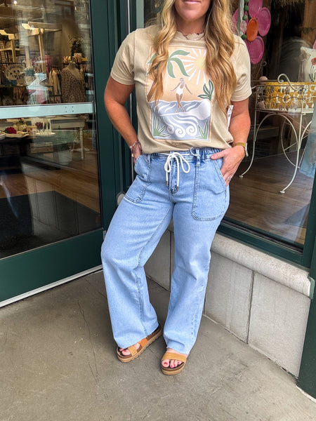 High Rise Drawstring Jean