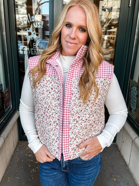 Check & Floral Vest