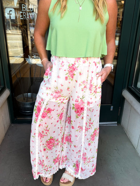 Lace Edge Printed Pant