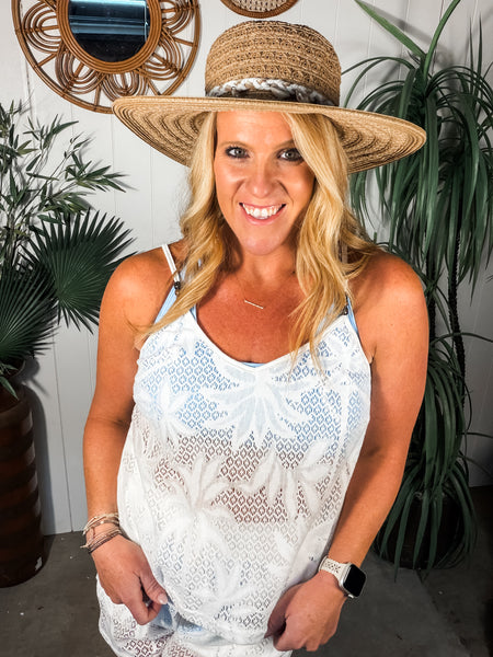 Palm Print Lace Tank