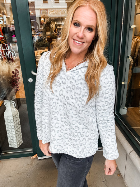Raised Leopard Print Pullover