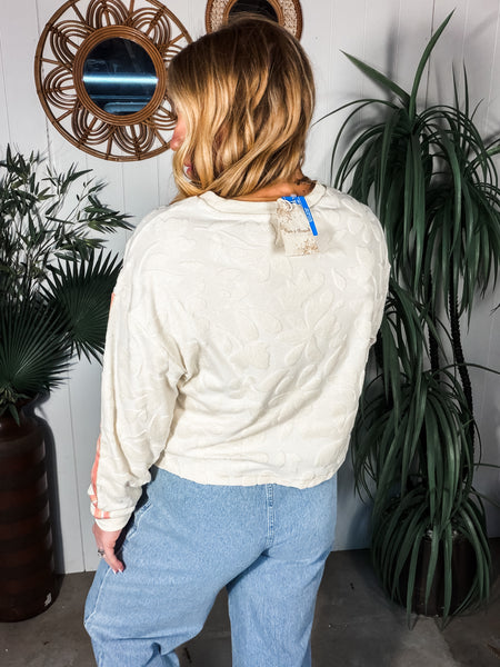 Terrycloth Embossed Print Top