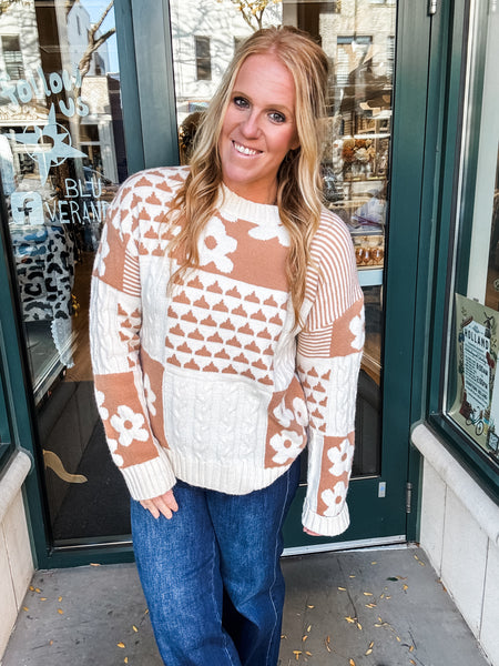 Flower Stripe Sweater