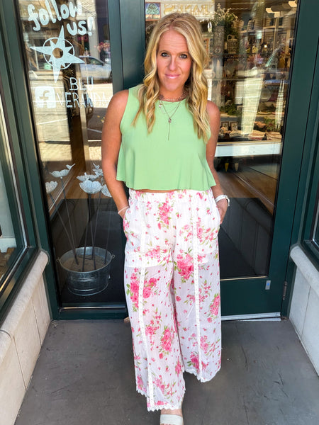 Lace Edge Printed Pant
