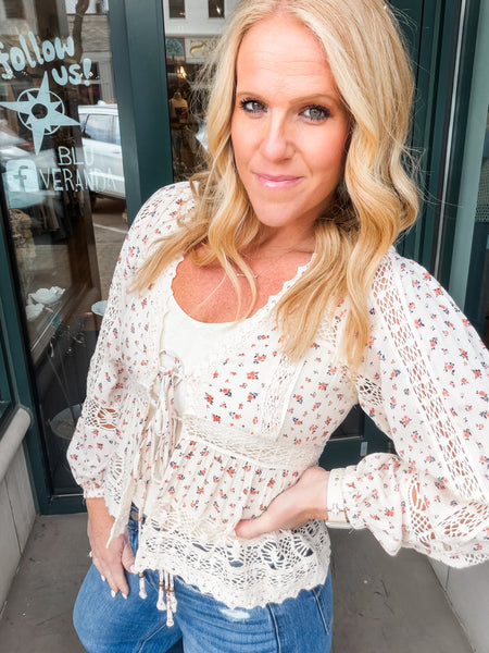LS Lace Front Tie Top