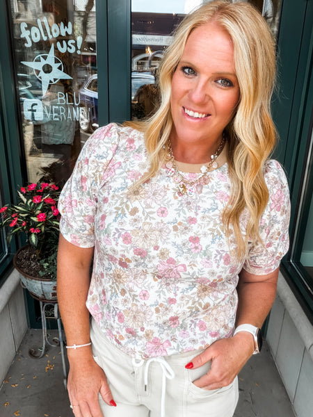 Waffle Floral SS Top