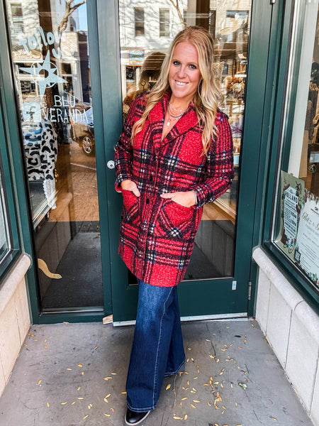 Plaid Boucle Coat