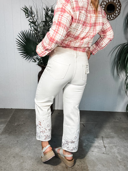 Eyelet Crochet Hem Pant