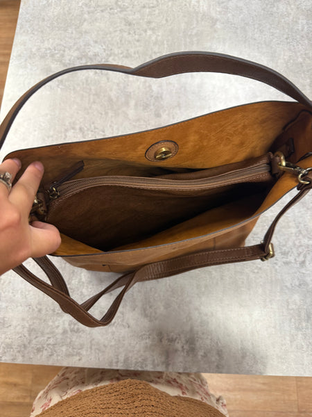 Faux Suede Hobo Handbag