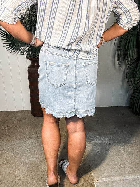Scallop Hem Button Up Skort