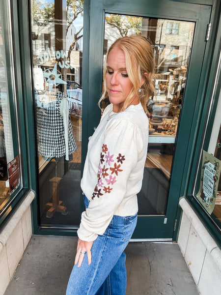 Flower Shoulder Sweater