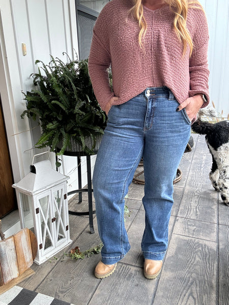 Double Button Wide Leg Jean