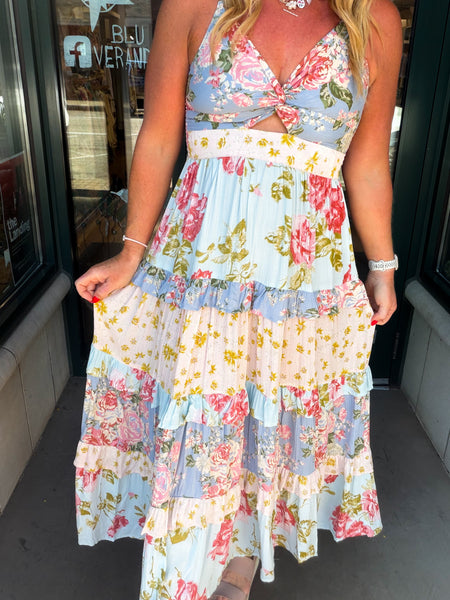Twist Front Ruffle Tiered Maxi