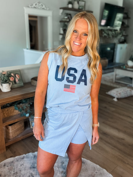 USA Flag Crew Tank Top
