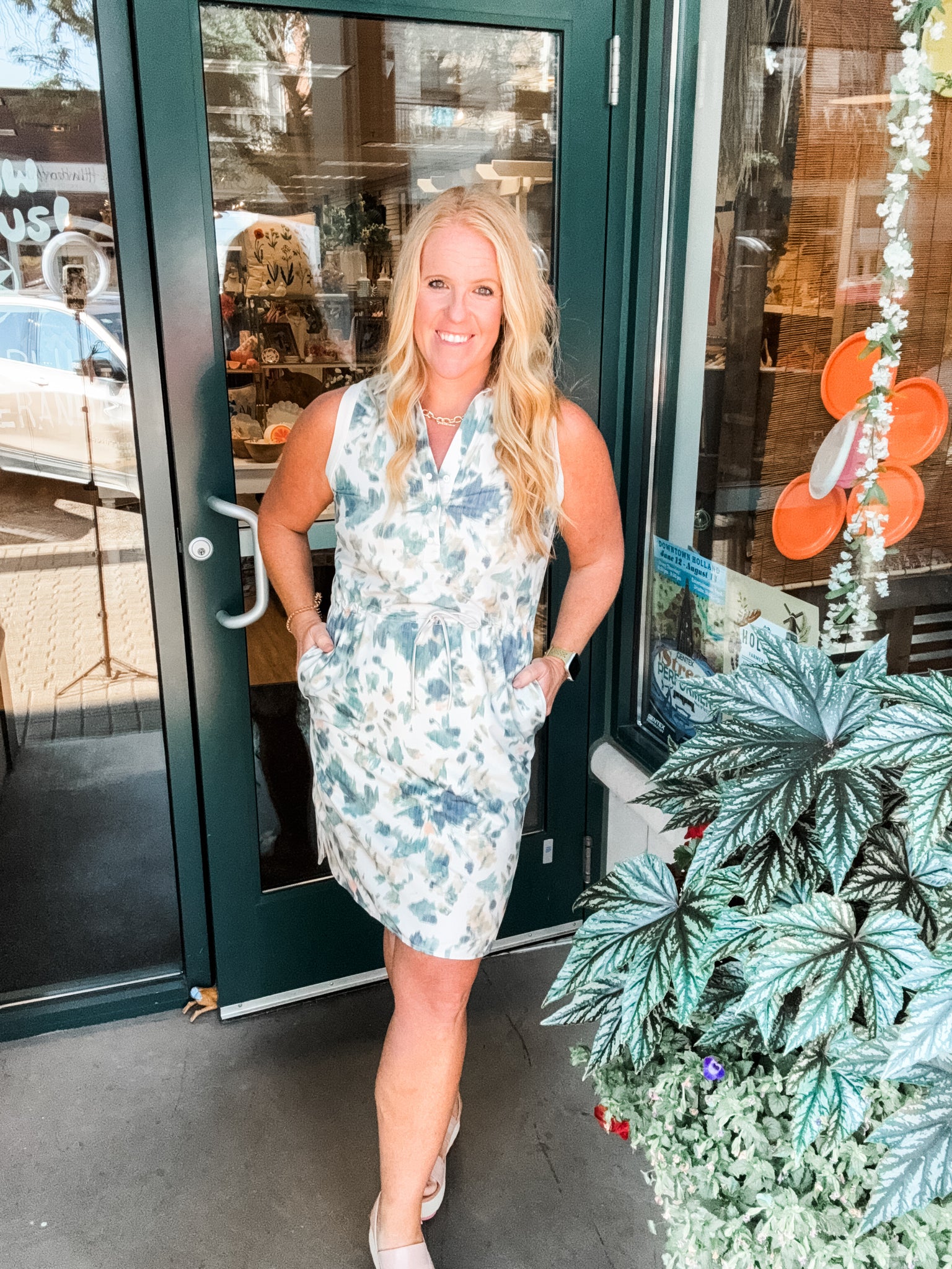 Sporty Front Button Dress
