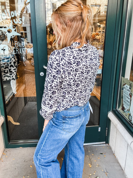 Tie Neckline Floral Blouse