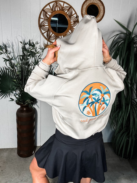 Palm Breezy Crop Hoodie