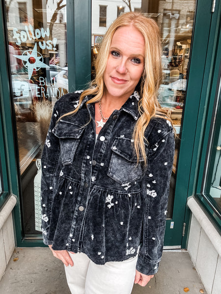 Washed Terry Peplum Jacket