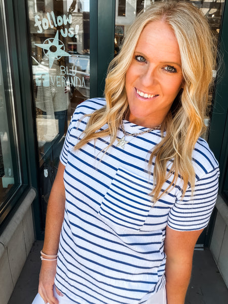 Stripe Drop Shoulder  Top