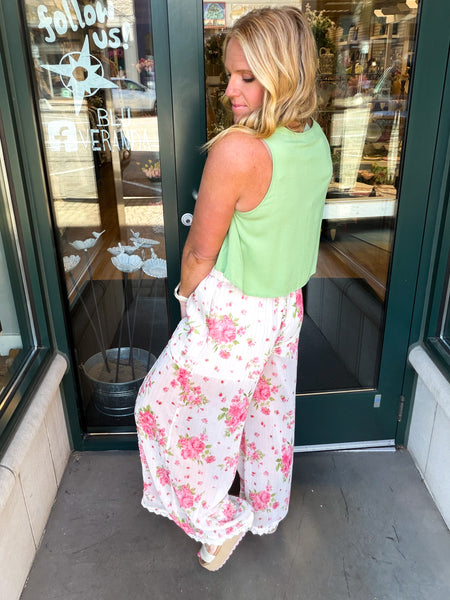 Lace Edge Printed Pant
