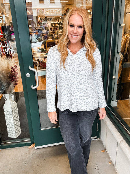 Raised Leopard Print Pullover